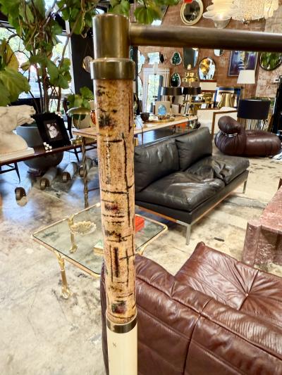 Italian Brass and Marble Floor Lamp with Swing Arm 1970s