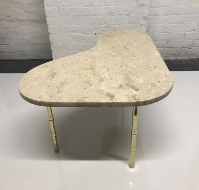 Italian Brass and Marble Top Boomerang Shaped Coffee Table
