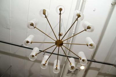 Italian Brass and Perspex Chandelier Wagon Wheel Shape