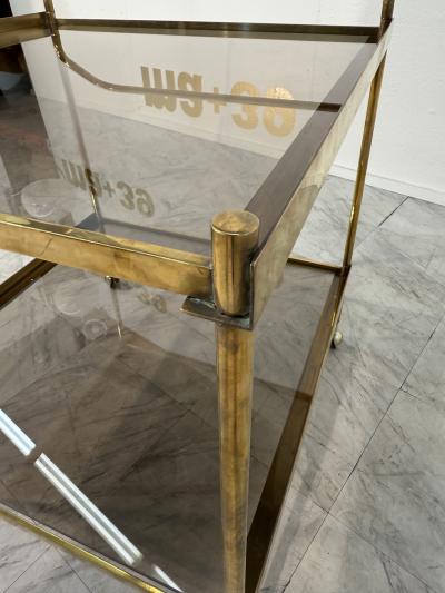 Italian Brass and Smoked Glass Bar Cart 1970s