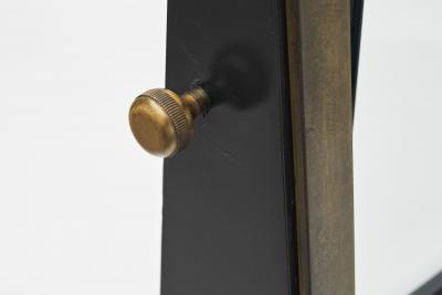 Italian Brass and Stained Wood Table Mirror Italy 1970s