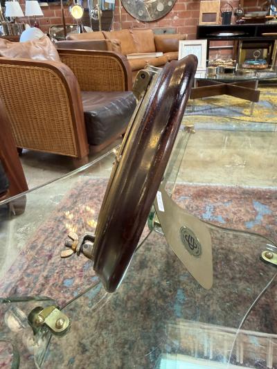 Italian Brass and Wood Round Picture Frame Italy 1970s