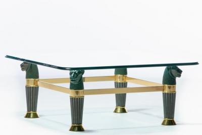 Italian Bronze Brass Panther Head Coffee Table c 1980
