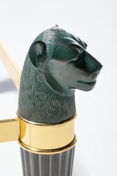 Italian Bronze Brass Panther Head Coffee Table c 1980