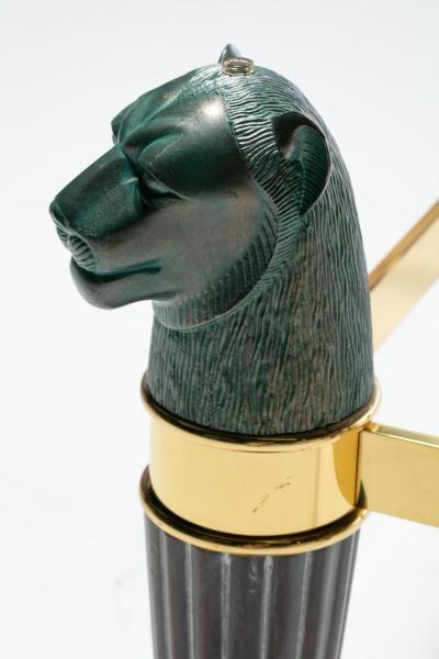 Italian Bronze Brass Panther Head Coffee Table c 1980