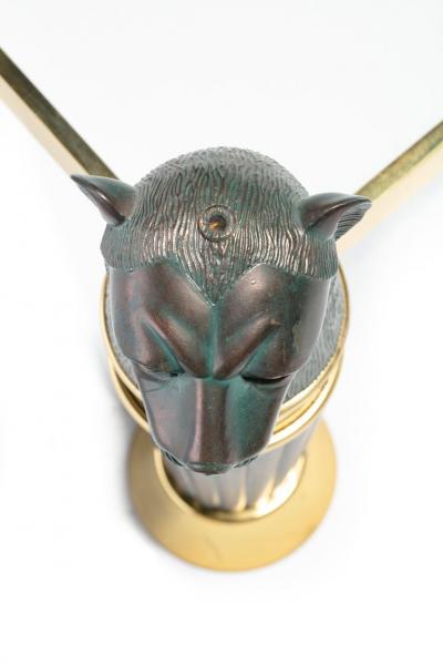 Italian Bronze Brass Panther Head Coffee Table c 1980