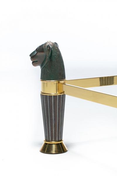 Italian Bronze Brass Panther Head Coffee Table c 1980