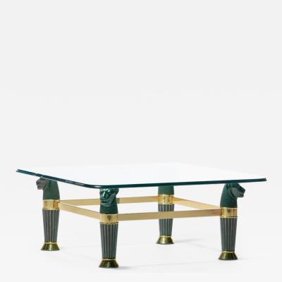 Italian Bronze Brass Panther Head Coffee Table c 1980