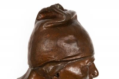 Italian Bronze Sculpture Bust The Wagoner 1879 by Achille DOrsi