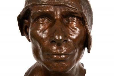 Italian Bronze Sculpture Bust The Wagoner 1879 by Achille DOrsi