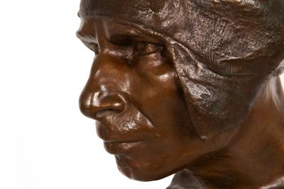 Italian Bronze Sculpture Bust The Wagoner 1879 by Achille DOrsi