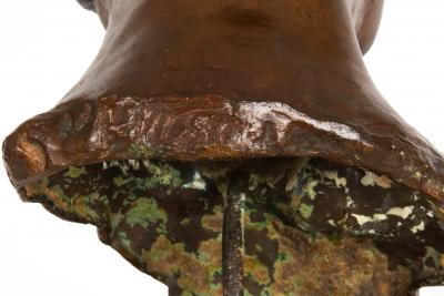 Italian Bronze Sculpture Bust The Wagoner 1879 by Achille DOrsi