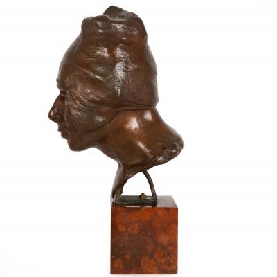 Italian Bronze Sculpture Bust The Wagoner 1879 by Achille DOrsi