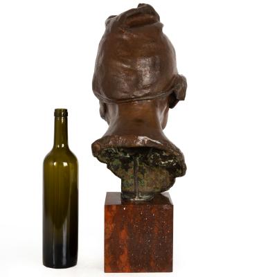 Italian Bronze Sculpture Bust The Wagoner 1879 by Achille DOrsi