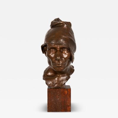 Italian Bronze Sculpture Bust The Wagoner 1879 by Achille DOrsi