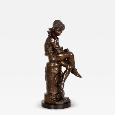 Italian Bronze Sculpture Young Christopher Columbus by Giulo Monteverde