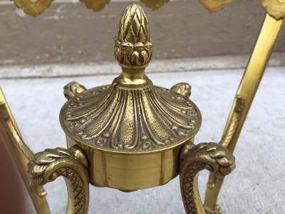 Italian Bronze Table with Ebonized Top and Mother of Pearl Inlay