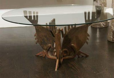 Italian Bronze Tre Pesci Coffee Table
