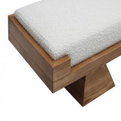 Italian Brutalist Bench in Solid Oak and Wool Boucl