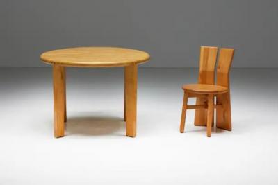 Italian Brutalist Pine Dining Chairs Italy 1970s