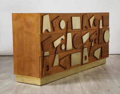 Italian Brutalist Style Commode in Wood and Brass