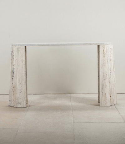 Italian Brutalist style Travertine console table