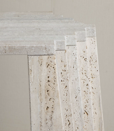 Italian Brutalist style Travertine console table