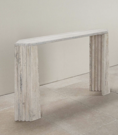 Italian Brutalist style Travertine console table