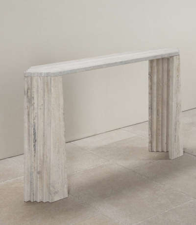 Italian Brutalist style Travertine console table