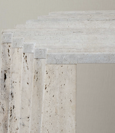 Italian Brutalist style Travertine console table