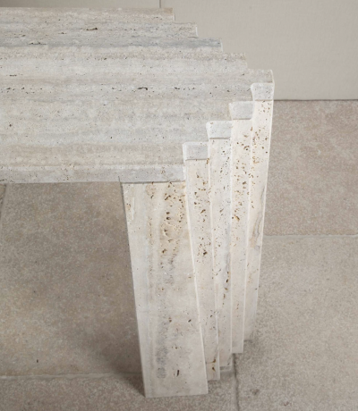 Italian Brutalist style Travertine console table