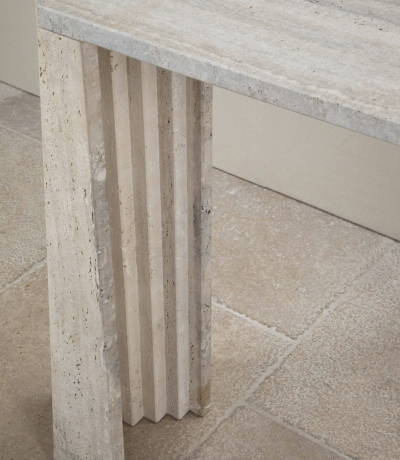 Italian Brutalist style Travertine console table