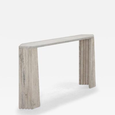 Italian Brutalist style Travertine console table