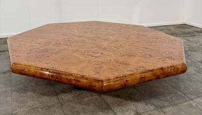Italian Burl Wood Octagonal Coffee Table 1970s