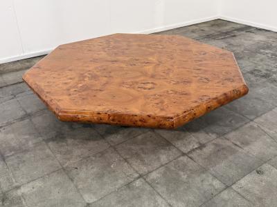 Italian Burl Wood Octagonal Coffee Table 1970s