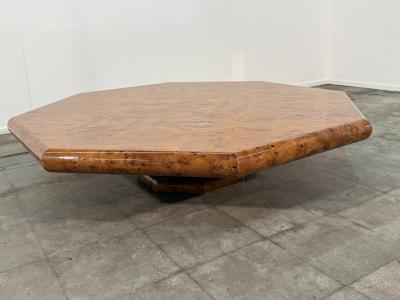 Italian Burl Wood Octagonal Coffee Table 1970s