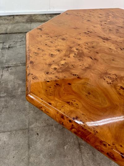 Italian Burl Wood Octagonal Coffee Table 1970s