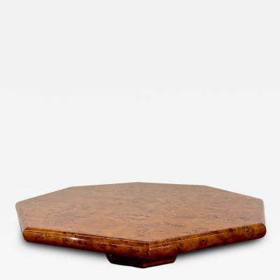 Italian Burl Wood Octagonal Coffee Table 1970s