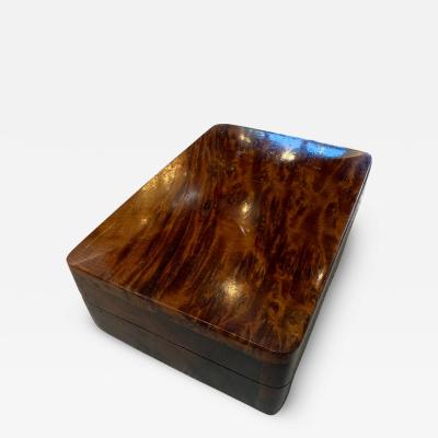 Italian Burlwood Box with Red Felt Interior 1970s