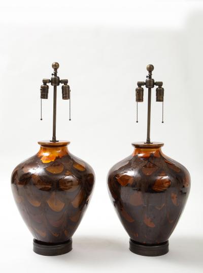 Italian Burnt Orange Ceramic Lamps