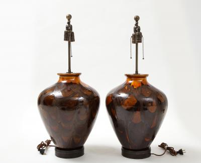 Italian Burnt Orange Ceramic Lamps