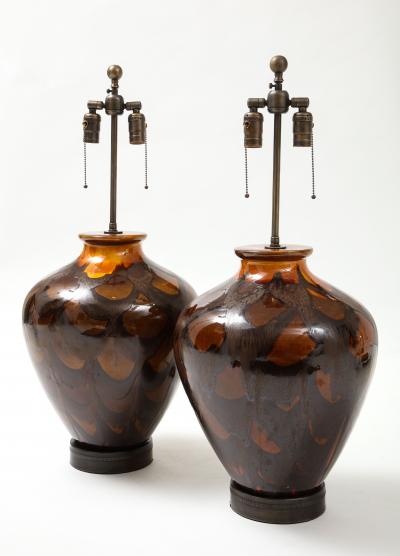 Italian Burnt Orange Ceramic Lamps