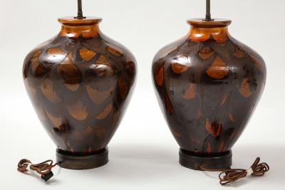 Italian Burnt Orange Ceramic Lamps
