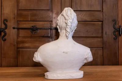 Italian Bust of a Woman Wearing a Creased Dress with Fibula 20th Century