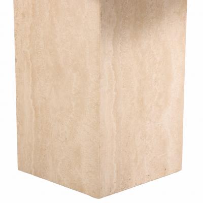 Italian Cantilevered Glass and Travertine Side Table 