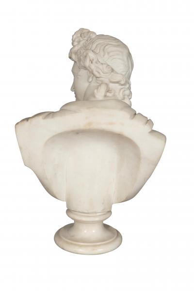 Italian Carrara Marble Bust Of The Apollo Belvedere