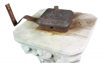 Italian Carrara and Antico Verde Marble Column