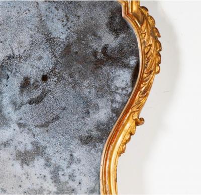 Italian Carved Giltwood Cartouche Mirror c 1770 1790