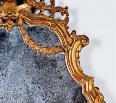 Italian Carved Giltwood Cartouche Mirror c 1770 1790