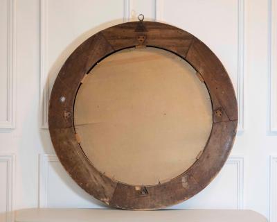 Italian Carved Giltwood Round Mirror 19th Century